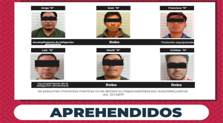 Aseguran a 6 imputados por diversos delitos