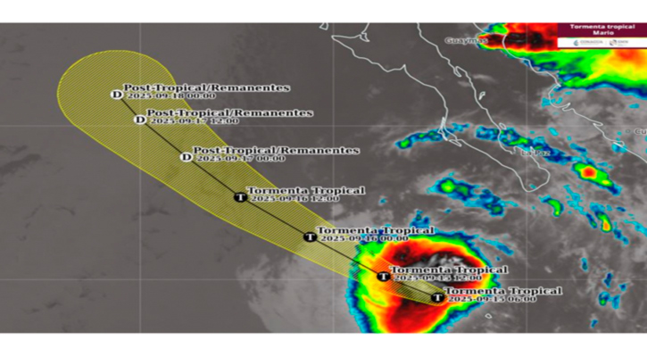 La tormenta tropical “Mario” se ubica al suroeste de BCS