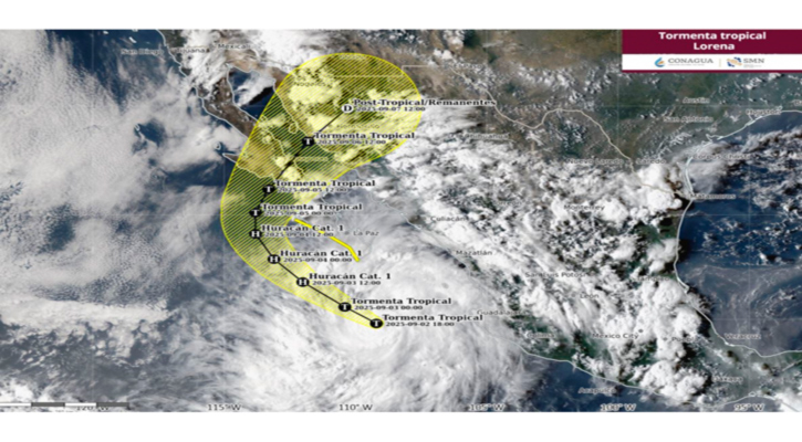 La tormenta tropical “Lorena” se fortalece al sur de BCS; está a 350 km de CSL