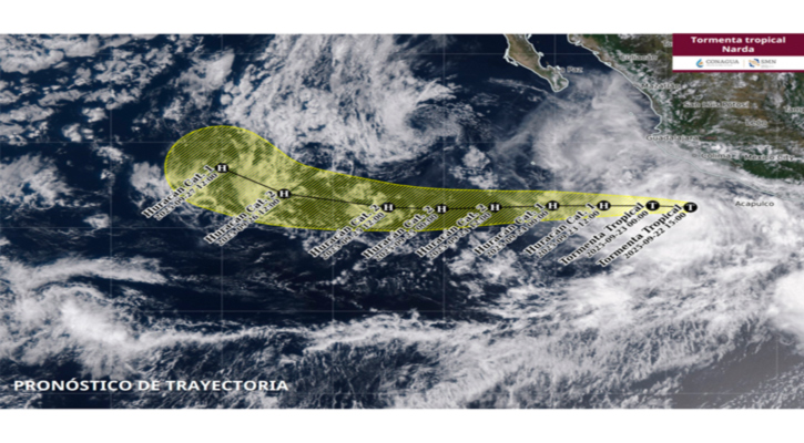 La tormenta tropical “Narda” se fortalece sur de las costas de Guerrero y Michoacán
