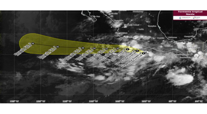 Se desplaza la tormenta tropical “Narda” paralela a las costas de Guerrero