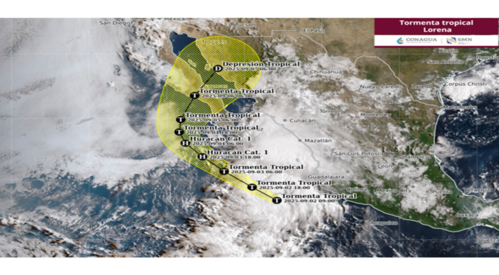 La tormenta tropical 12-E se intensificó a tormenta tropical “Lorena”; está a 550 km de CSL