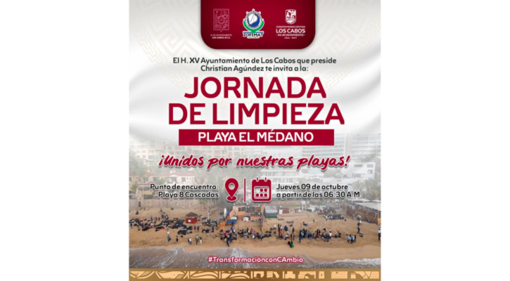 Convoca Ayuntamiento de Los Cabos a jornada de limpieza en playa El Médano tras paso del huracán “Priscilla”