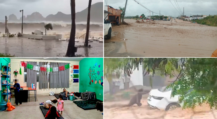 “Priscilla” genera inundaciones y caos vial en Los Cabos; en La Paz todavía no hay mayores afectaciones