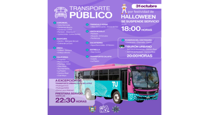 Anuncian suspensión del servicio de transporte público el viernes 31 de octubre en La Paz