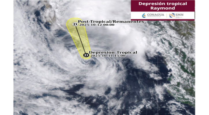 Se ubica “Raymond” como depresión tropical a 45 km de CSL