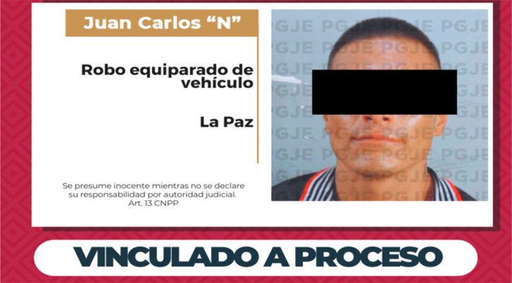 Vinculado a proceso por robo equiparado de vehículo en La Paz