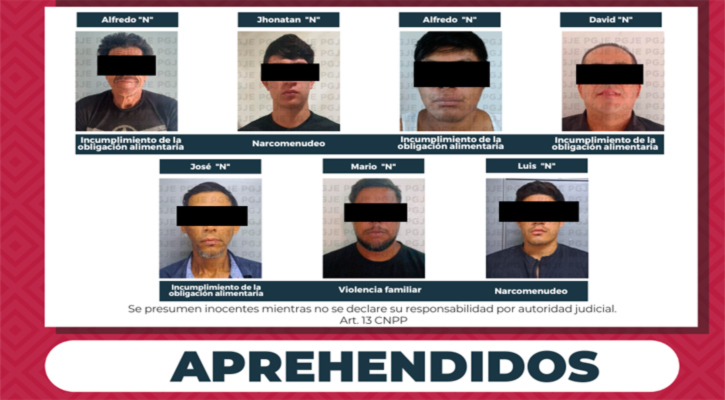Aprehenden a 7 personas por diversos delitos