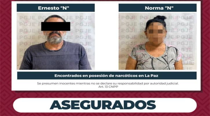 Detienen a 2 personas en posesión de metanfetamina en La Paz