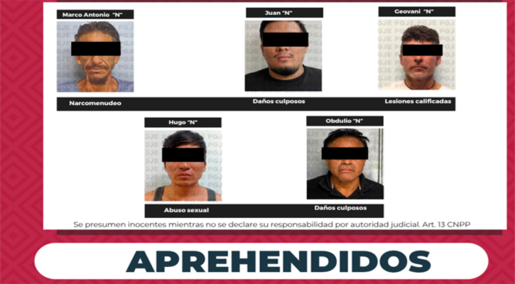 Cumplimentan 5 órdenes de aprehensión por diversos delitos