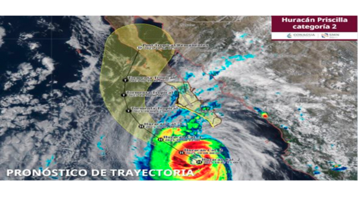 “Priscilla” se mantiene como categoría 2 al sur de BCS “Priscilla” se mantiene como categoría 2 al sur de BCS