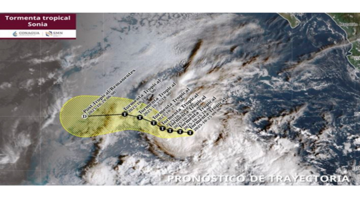 La tormenta tropical “Sonia” continúa alejándose de costas mexicanas