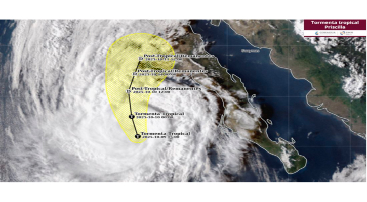 “Priscilla” sigue paralela a la costa de BCS
