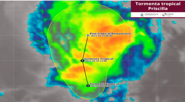 Se dirige la tormenta tropical “Priscilla” hacia la costa noreste de BCS