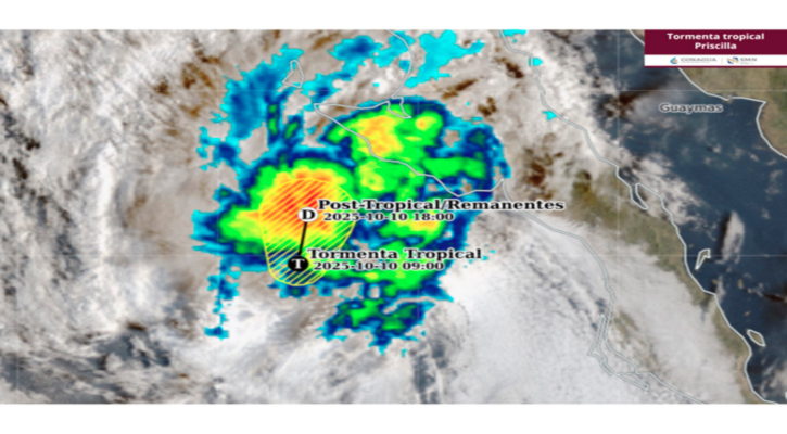La tormenta tropical “Priscilla” se ubica a 185 km de Punta Abreojos La tormenta tropical “Priscilla” se ubica a 185 km de Punta Abreojos