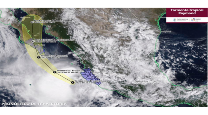 La tormenta tropical “Raymond” se desplaza cerca y de forma paralela a las costas de Colima y Jalisco