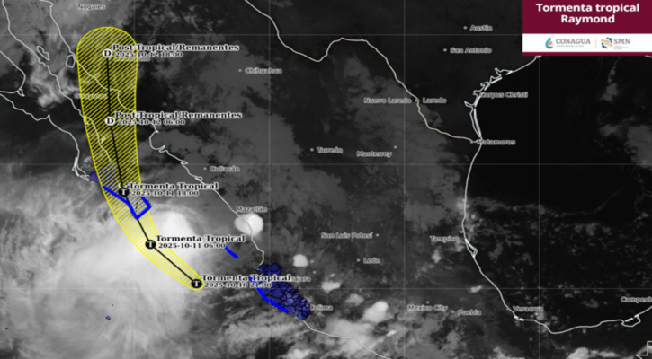 La tormenta tropical “Raymond” disminuye la velocidad de sus vientos al sur de BCS; se ubica a 235 km de CSL