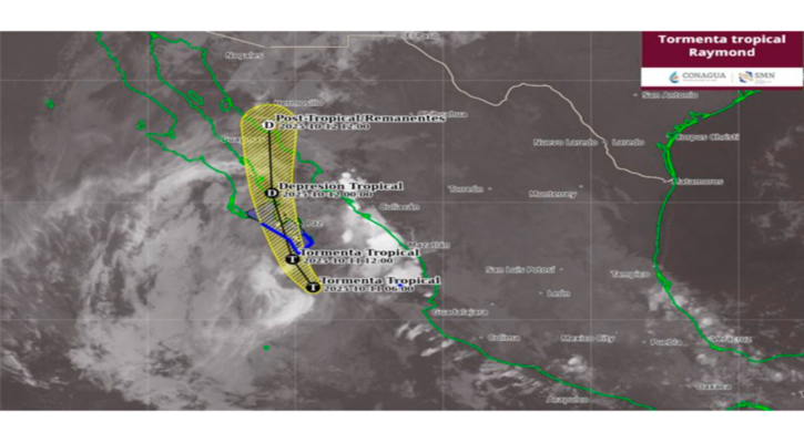 La tormenta tropical “Raymond” mantiene su desplazamiento hacia BCS; se ubica a 175 km de CSL