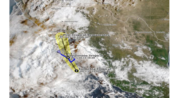 Continúa su desplazamiento hacia BCS la tormenta tropical “Raymond”; se ubica a 170 km de CSL