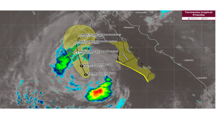 Se desplaza la tormenta tropical “Priscilla” paralela a las costas de BCS