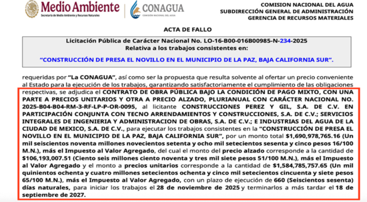 Ya hay ganador para construir presa "El Novillo"; primera piedra el día 28
