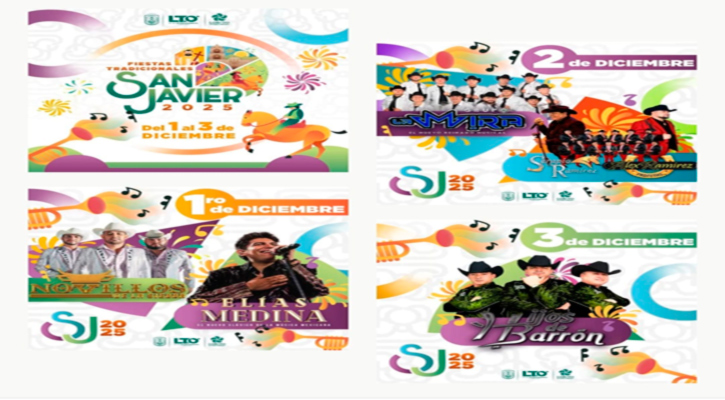 Presentan cartelera oficial de las Fiestas Patronales “San Javier 2025”