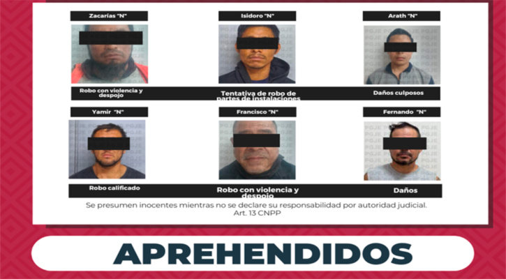 Aprehenden a 6 personas por diversos delitos