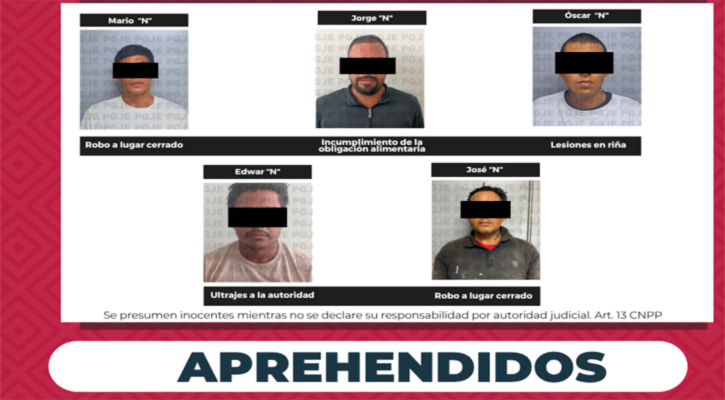 Aprehenden a 5 personas por diversos delitos