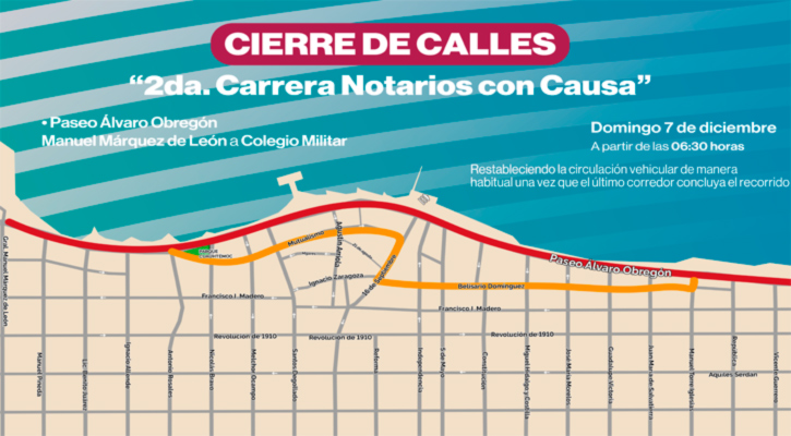 Realizarán cierre vial en el malecón y Centro Histórico para la “2da. Carrera Notarios con Causa” en La Paz