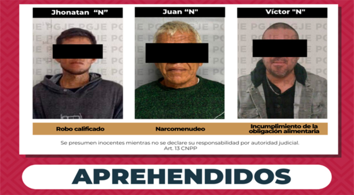 Detienen a 3 hombres en diversos delitos