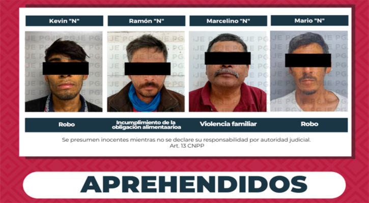Aprehenden a 4 hombres por diversos delitos
