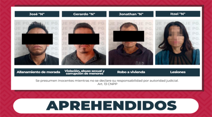 Aprehenden a 4 personas por diversos delitos