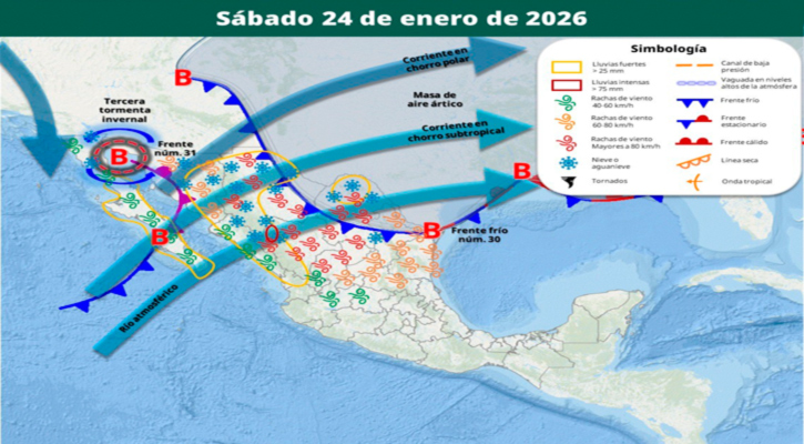 Exhorta Protección Civil de Los Cabos reforzar medidas de autocuidado por efectos de la tercera tormenta invernal y frentes fríos 30 y 31