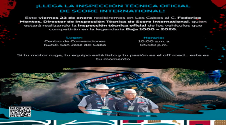 Realizarán en Los Cabos inspección técnica oficial de Score International rumbo a la Baja 1000 2026 Realizarán en Los Cabos inspección técnica oficial de Score International rumbo a la Baja 1000 2026