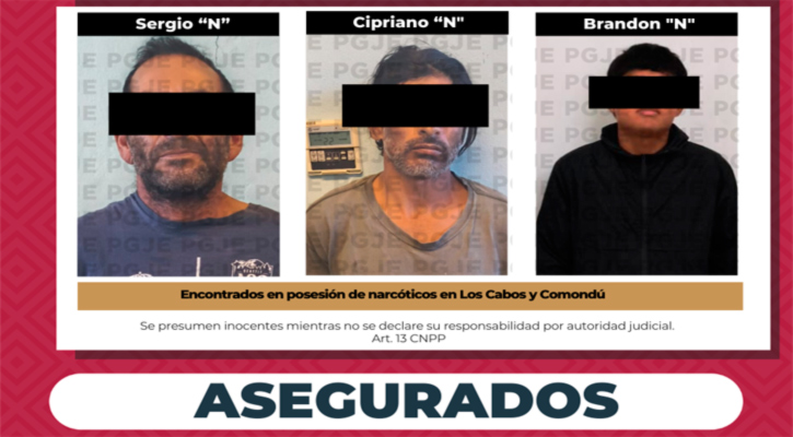 En operativos antinarcóticos en Los Cabos y Comondú detienen a 3 personas