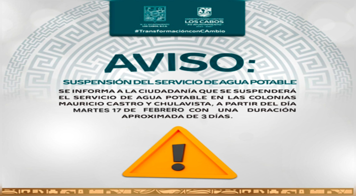Anuncian corte temporal de agua en colonias Mauricio Castro y Chula Vista por obras de pavimentación, en SJC