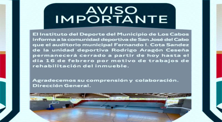 Por trabajos de rehabilitación el Auditorio Municipal de SJC permanecerá cerrado del 10 al 16 de febrero