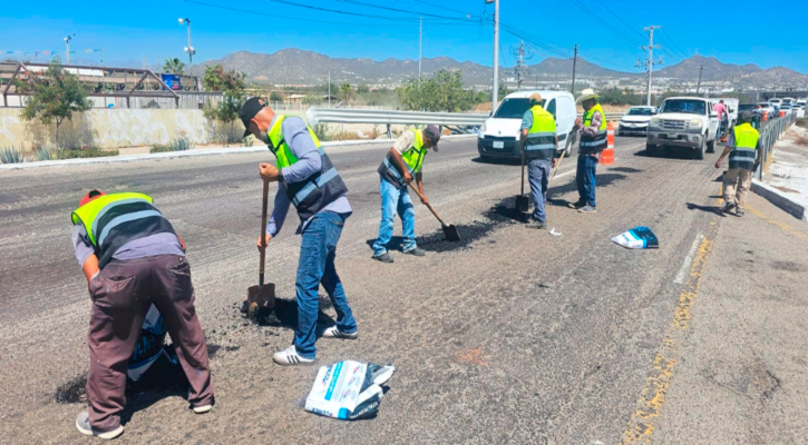 Con el programa “Caza Baches” se realizan trabajos sobre carretera Transpeninsular en CSL