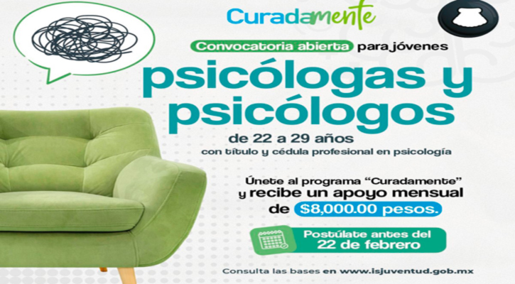 Convoca ISJuventud a jóvenes psicólogos para el programa Curadamente 2026