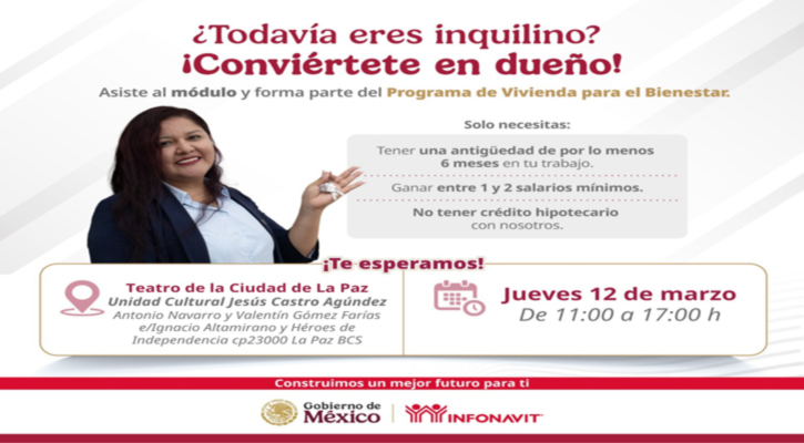 Se efectuará en La Paz la Feria de Atención Integral por parte de Infonavit