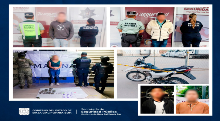 Por narcóticos y robo detenidas 6 personas en patrullajes preventivos en Los Cabos y La Paz