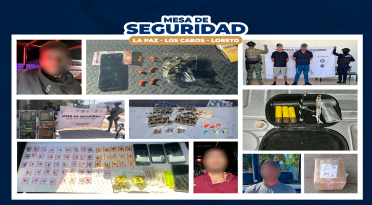 Narcóticos, arma y máquina tragamonedas se aseguran durante patrullas en la zona sur y norte de BCS