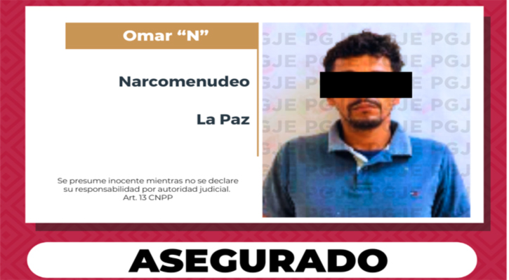 Detienen a distribuidor de droga con 500 dosis de cristal en La Paz