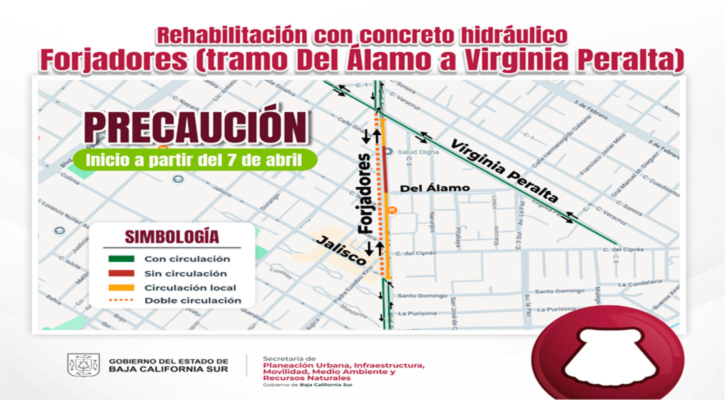 Iniciará este 7 de abril la reconstrucción de un tramo del bulevar Forjadores en La Paz