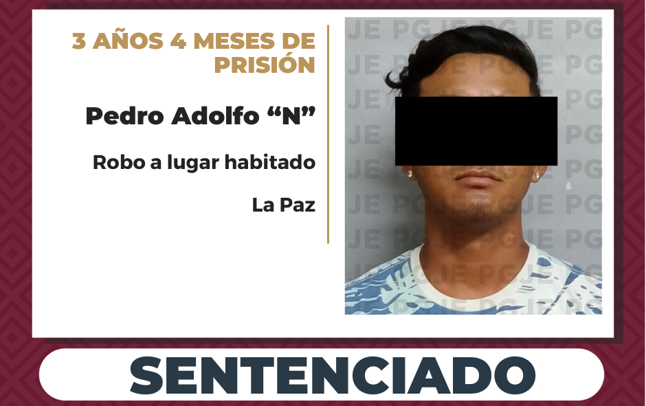 Sentenciado a más de 3 años de prisión responsable de robo en La Paz