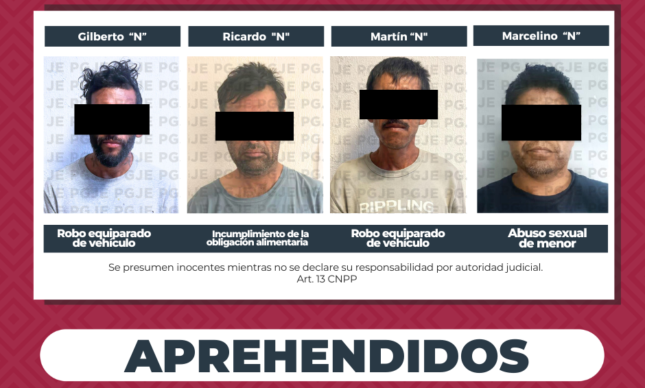 Cumplimentan 4 órdenes de aprehensión por diversos delitos