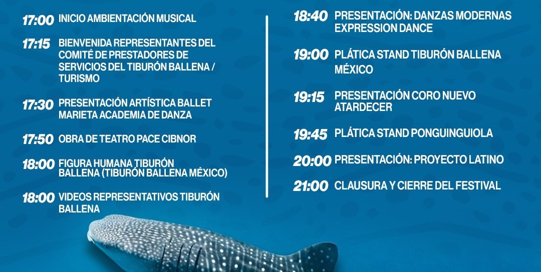 Conoce el programa del Homenaje al Tiburón Ballena en el kiosco del malecón de La Paz