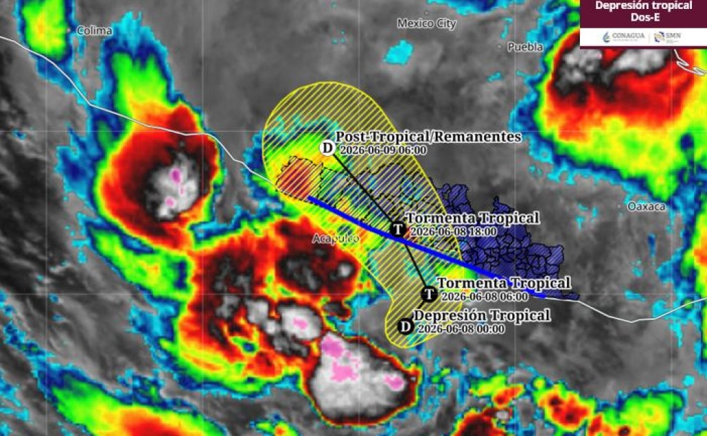 Se mantiene vigilancia de la depresión tropical 2-E al sur de Guerrero