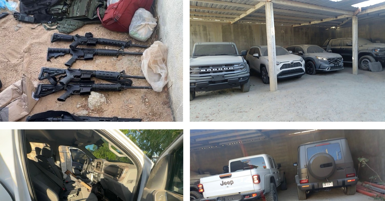 Armas, vehículos, personas detenidas y generadores de violencia neutralizados tras operativos en Los Cabos