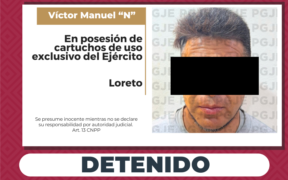 Detienen a un hombre en posesión de cartuchos de uso exclusivo de ejército en Loreto Detienen a un hombre en posesión de cartuchos de uso exclusivo de ejército en Loreto